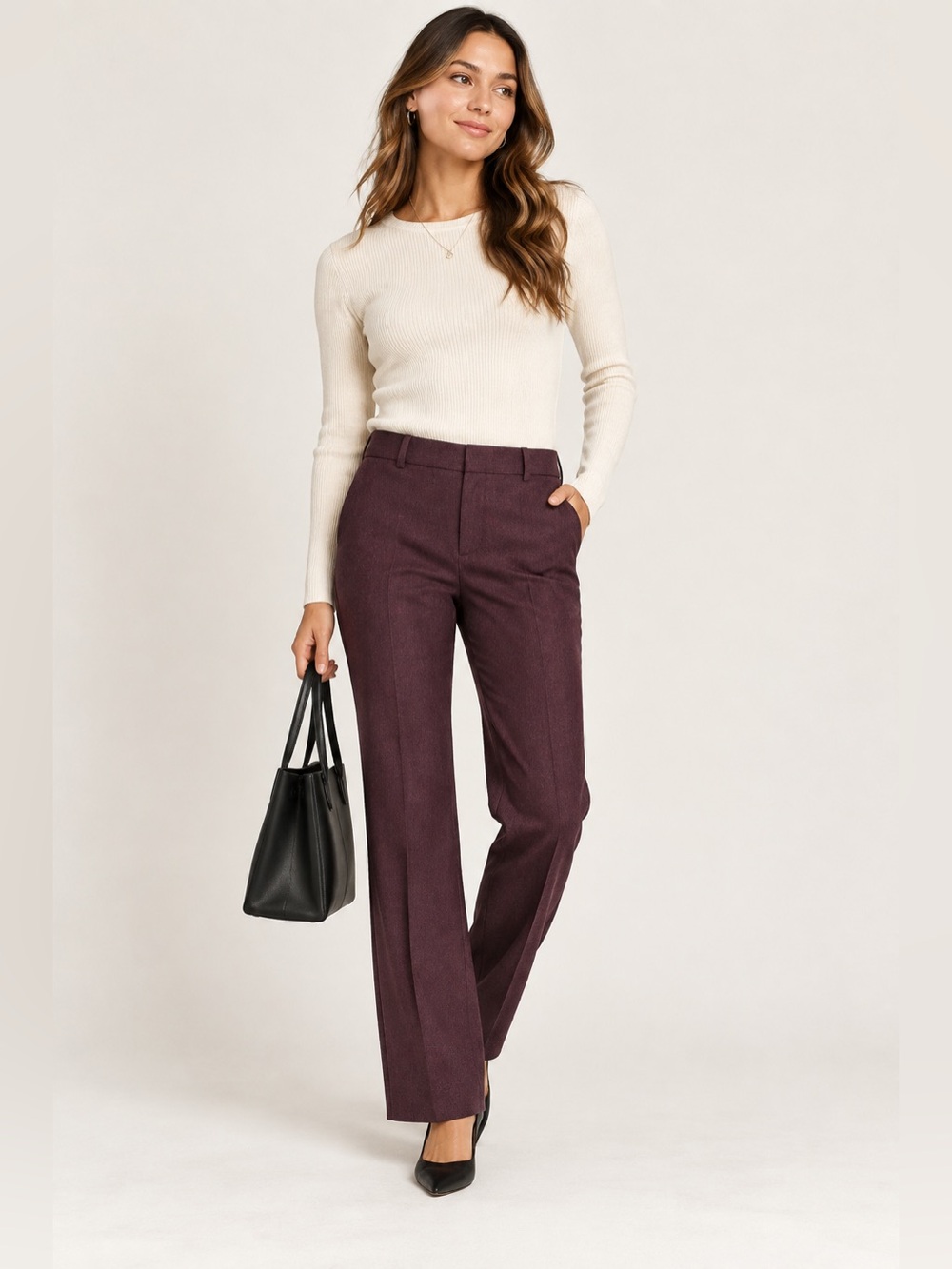 Banana Republic Burgundy Logan Flannel Petite Trouser Pants 0P